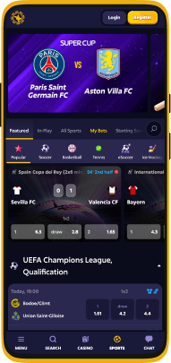 Screenshot of the sports betting section of the Roobet app